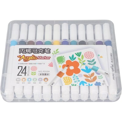 Acrylverf Markers Inkt op Waterbasis Waterdicht Hoge Dekking Verfstiften Verfmarkers voor DIY 24 Color