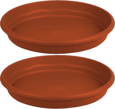 Hega Hogar Opvangbord - 2x - terracotta - kunststof - D26 cm - onderschaal/opvangbord