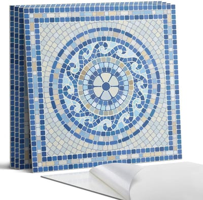 Coloray Wandpanelen Zelfklevend - Mozaïek in hemelsblauwe tinten Zelfklevende Wandpanelen - 50 cm x 50 cm - Blauw Wandpaneel PVC - 5 stuks - Texturen Wandpanelen Zelfklevend - Wandpaneel Keuken - Wandpanelen Badkamer