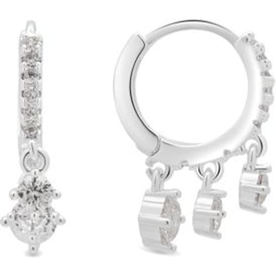 Luxenter Oorbellen met glanzende zirkonia, zilveren afwerking - Russa