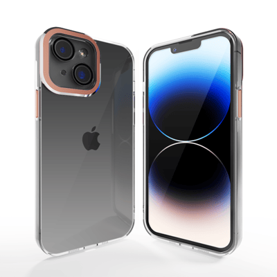 Coverzs telefoonhoesje geschikt voor Apple iPhone 14 hoesje - camera cover - doorzichtig hoesje met opstaande rand rondom camera - optimale bescherming - roze