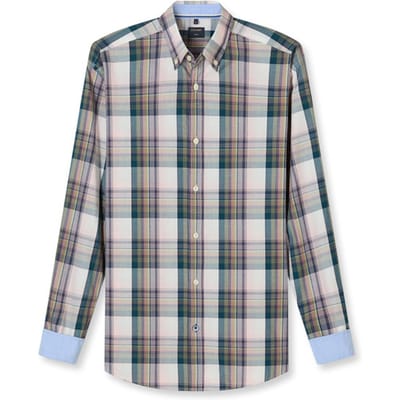 OLYMP Casual Overhemd, Regular Fit, Button-down, Olijfgroen