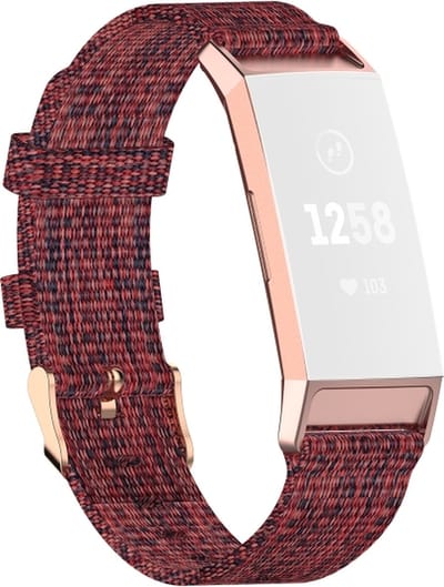 Nylon bandje - geschikt voor Fitbit Charge 3 / Charge 4 - rood