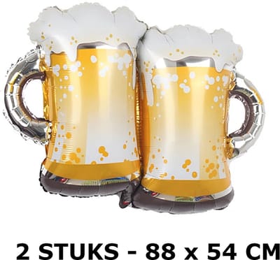 Allernieuwste.nl® 2 STUKS Opblaasbare Bier Glazen - Bierpullen - Feest - Folie Helium Ballon Bier glas - 2 Stuks