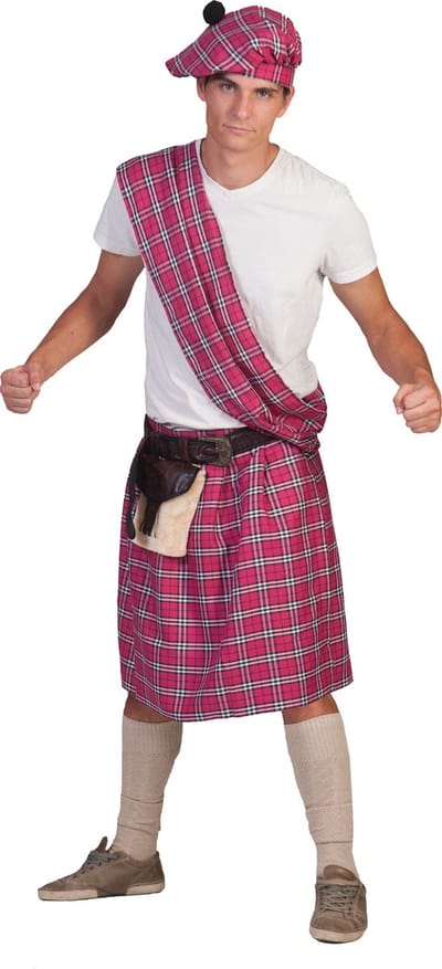 Roze Schotse kilts voor carnaval