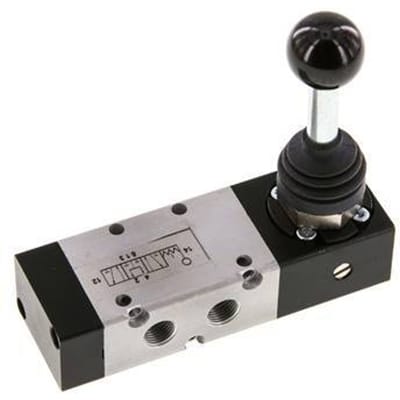 5/3 G1/8 '' Middendruk  Handbediend Hefboom Ventiel Detent -0.95-10bar/-13.2-140psi