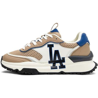 MLB Chunky Runner Cuir Respirant Grande Maille Semelle Épaisse 5 cm Rétro Antidérapant Résistant à l'Usure Augmentation de la Hauteur Basse Chaussures Papa 3ASHRJ13N-07BGS 38 beige