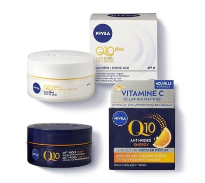 Set NIVEA Q10 Plus Dagcrème - 50 ml en NIVEA Q10 Nachtcrème Energy - 50ml in een transparant tasje