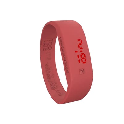TOO LATE - siliconen horloge - ORIGINAL LED WATCH - Coral red - polsmaat M