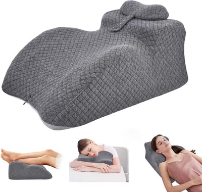 Wigvormig kussen met memory foam voor bed en bank - ergonomisch leeskussen met afneembare hoes voor rug, nek en benen