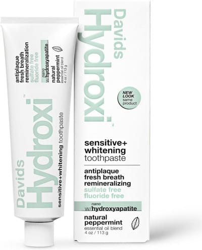 Davids Hydroxyapatite Tandpasta Zonder Fluoride – Nano Hydroxyapatite – Voor Gevoelige Tanden, Whitening & Remineralisatie – SLS Vrij – Natuurlijke Pepermunt – 4oz