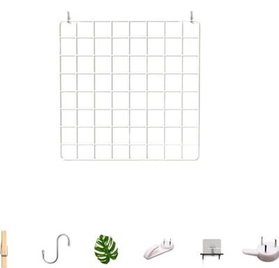 Witte metalen rasterpanelen – Rasterwanddecoratie – Metalen fotolijsten – 2-delige set – Metalen prikbord – DIY-kamerdecoratie