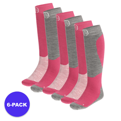 Apollo (Sports) - Skisokken kind - Unisex - Multi Roze - 23/26 - 6-Pack - Voordeelpakket