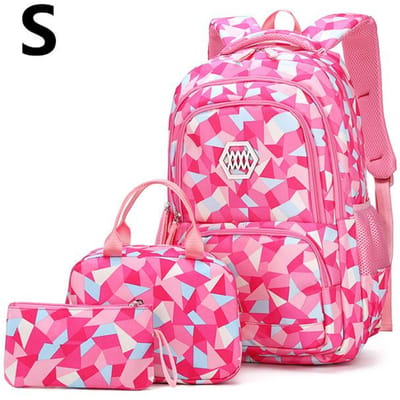 Sac à dos primaire collège imprimé géométrique Sacs à dos imperméables de grande capacité Set de cartables pour enfants Cartables d'écolière pour fille Mochila