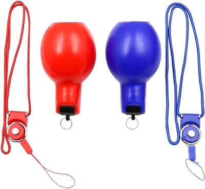 Hygiënisch Handfluitje - Knijpfluitje Coachfluitje - Sport Begeleiden - Drukgevoelig Geluid - 2 stuks - Blauw Rood