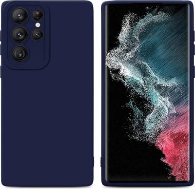 Cadorabo Hoesje geschikt voor Samsung Galaxy S22 ULTRA in FLUID DONKER BLAUW - Beschermhoes gemaakt van flexibel TPU silicone Cover Fluid Case