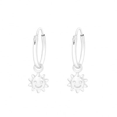 Zilveren oorringen - Ear Jewels - lachend zonnetje - 925 zilver