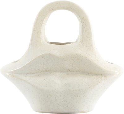 HomeBound by KY | Aardewerk vaas lips beige | bloemenvaas | 21x8x18,5cm