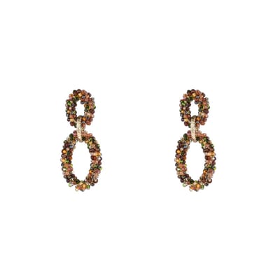 Day&Eve by Go Dutch Label Oorknoppen Dubbele Kralen Ovaal Champagne