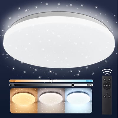 Oraymin Dimbare LED Plafondlamp 28cm - 24W 2400LM met Afstandsbediening - 3000K-6500K Rond Woonkamer Slaapkamer