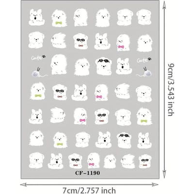 1 stuks 3D Reliëf Nagelsticker - Schattig Cartoon Hond Ontwerp, Zelfklevende Waterdichte Nail Art Decoratie voor Doe-het-zelf Manicures, Nagelkunst Accessoires