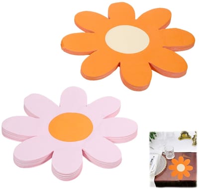 Dailygoods- Servetten 3-laags - 40 Stuks - Bloemen/Madeliefjes - Tafeldecoratie - Verjaardag/Bruiloft - Ruimtebesparend 12,5 x 12,5 cm - Feestservetten