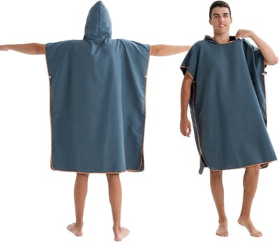 Luxe Microvezel Surf Poncho Handdoek voor Volwassenen met Capuchon - Sneldrogend, Lichtgewicht en Ideaal voor Zwemmen, Camping en Strandgebruik in Navy Blauw