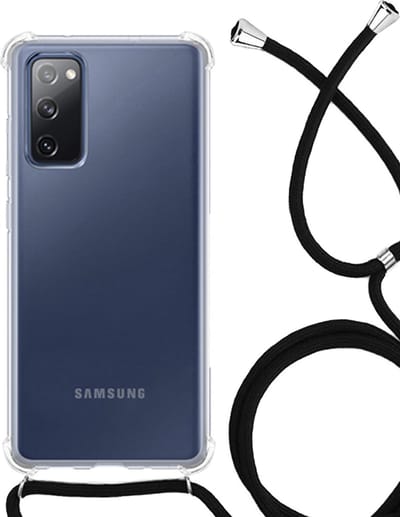 Hoesje - Geschikt voor Samsung Galaxy S20 FE - Met Koord - Shock Proof - Siliconen Case - Back Cover - Telefoonkoord - Telefoon Hoes Shockproof - Telefoonketting - Telefoonhoesjes - Transparant