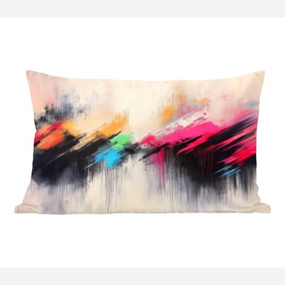 Sierkussens - Kussentjes Woonkamer - 60x40 cm - Dynamisch - Abstract - Kleurrijk - Zwart