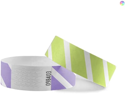 CombiCraft Blanco Tyvek gestreepte polsbandjes kleurenmix - 100 stuks