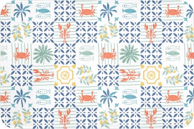 Badmat 90x60 cm - Antislip - Mozaïek - Zee - Patroon - Badmatten voor badkamer - Badkamermat - Douchemat - Badkamer mat