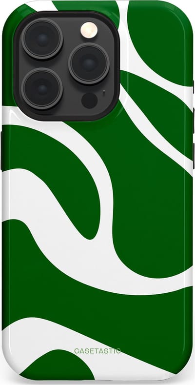 Casetastic Hoesje Geschikt voor Apple iPhone 15 Pro Magsafe - Stijlvolle Beschermende Duo-layer Case - Groene Golven