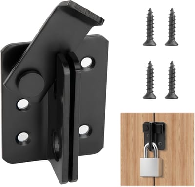 Dailygoods- Deurgrendel roestvrij staal - Afsluitbaar grendelslot - Klein deurschuif - Raamgrendel - 61 x 50 mm - Zwart