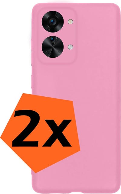 Hoes - 2 Stuks - Geschikt voor OnePlus Nord 2T - Sterk & Shockproof - Case Siliconen - Back Cover - Telefoon Hoes - Lichtroze