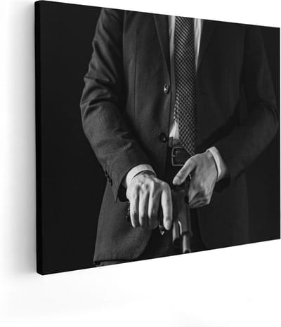 Artaza Canvas Schilderij Gangster Pak - 50x40 cm - Muurdecoratie Maffia - Wanddecoratie Mannen - Kamer Accessoires