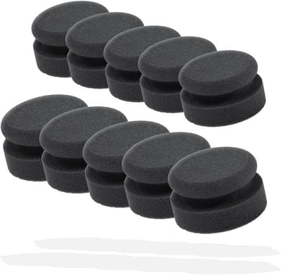 SnelShoppen - 10-delige handpolijstspons set - Medium hardheid, zwart, Ø90mm, premium schuim voor handpolijsten, waxen en onderhoud kunststof en bande