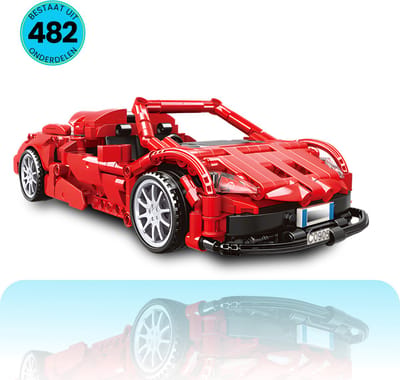 WOMA® Raceauto Speelgoed Set Geschikt Voor LEGO - 482 Bouwstenen - Terugtrek Motor - Vanaf 6 Jaar - Supercar - Bouwpakket - STEM Speelgoed - Speelset - Bouwspeelgoed - Inclusief Handleiding