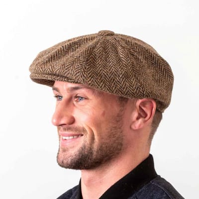 Hatman of Ireland Baker Boy / Gatsby 100% Donegal Tweed Brown Maat S (56 /57cm)