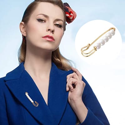 Vestsluiting - vestclip dames -broche spelden - 5 small white pearls - vestsluiting dames - vestclip - vestsluiting vestclip - sjaalspeld - vestspeld - vestklem