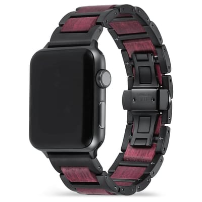 Apple Watch-bandje - Amaranthout en zwart staal 38-41 mm