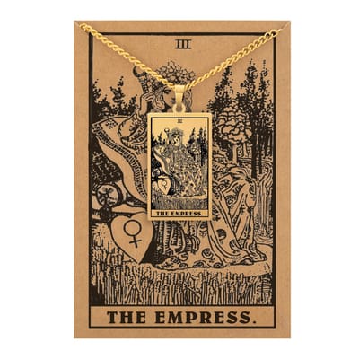Tarot Ketting III: De Keizerin / The Empress - Inclusief Rider-Waite Kaart - Goudkleurig Stainless Steel - 60cm - Pax Amare