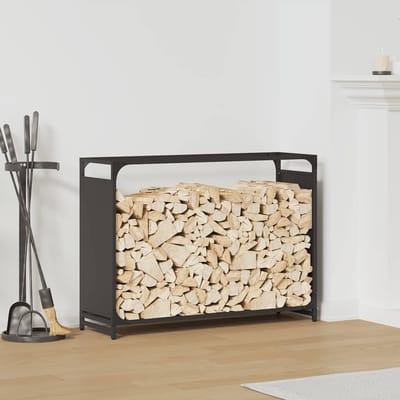 vidaXL - Brandhoutrek - 90x28x65 - cm - koudgewalst - staal - zwart
