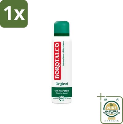 1 x Borotalco - Deodorant Spray - Original - Active Crystal Talc - 0% Alcohol - 150 ml- Deodorant Spray - Zweetgeur - Droge Huid - Microtalk - Transpiratie