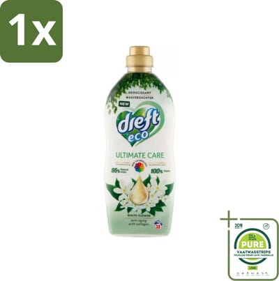 1 x Dreft ECO - Wasverzachter - Gekleurde Was - Witte Bloem - Anti-Veroudering - 38 Wasbeurten - Wasverzachter - Kleurbescherming - Anti-aging - Collageen - Wasgoed