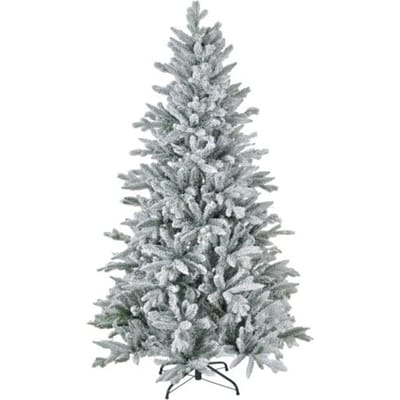 Sapin de Noël - MUVOE - 180 cm - Enneigé - Matériaux ignifuges - Support métal vert