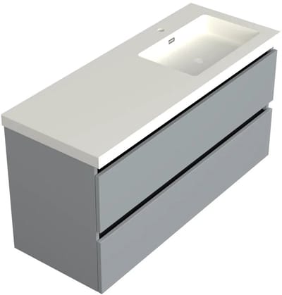 Dutchline Badmeubel Onderkast Rechts – Mat Grijs – 120x46cm – 2 Lades – 1 Uitsparing