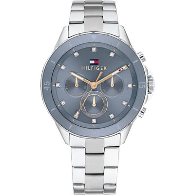 Tommy Hilfiger TH1782708 MELLIE Dames Horloge - Mineraalglas - Staal - Zilverkleurig - 40 mm breed - Quartz - Vouw/Vlindersluiting - 5 ATM (douchen)