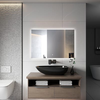 Badkamerspiegel met LED Verlichting en Verwarming 80x120cm - Afimera Prisma - Randloos - Wandspiegel Rechthoek - Touch Bediening - Dimbaar - Aanpasbare Lichtkleur