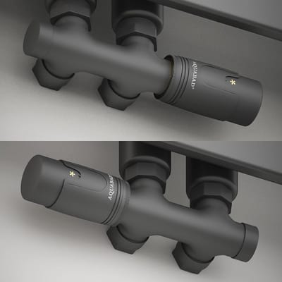 Thermostatische Radiator Kraan met Hoekvorm en 50mm Middenaansluiting - Antraciet
