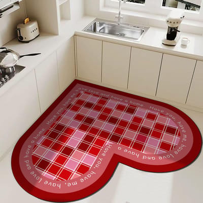 Lazy Corner Hartvormige Keuken Vloermat Diatomeeënaarde Huis Antislip Vochtregulerende Mat Badkamer Badkamer Deur Kan Vegen MATTEN 60*60